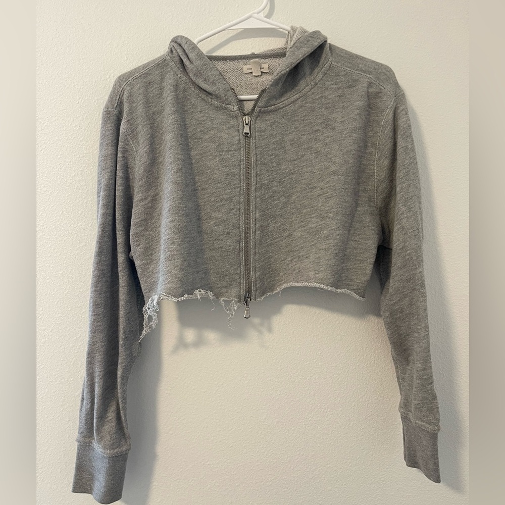 Silence + Noise Heather Gray Cropped Jacket